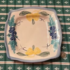 Vietri Style Grape Lemon Salad Square Plate Made In Italy 9” x 9”